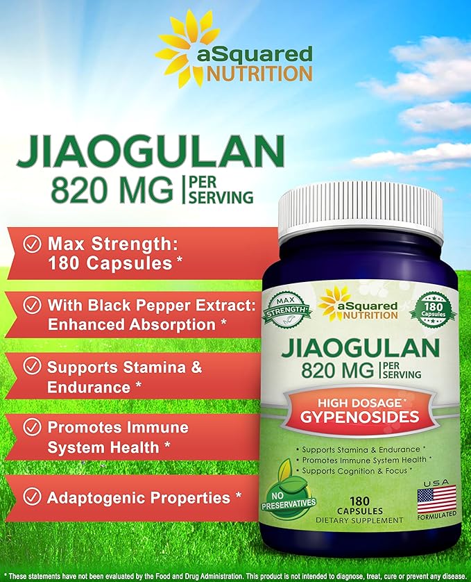 aSquared Nutrition Jiaogulan Supplement-180 Capsules 820mg