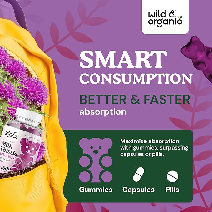 Wild & Organic Milk Thistle Gummies 4:1 Extract 60 Vegan