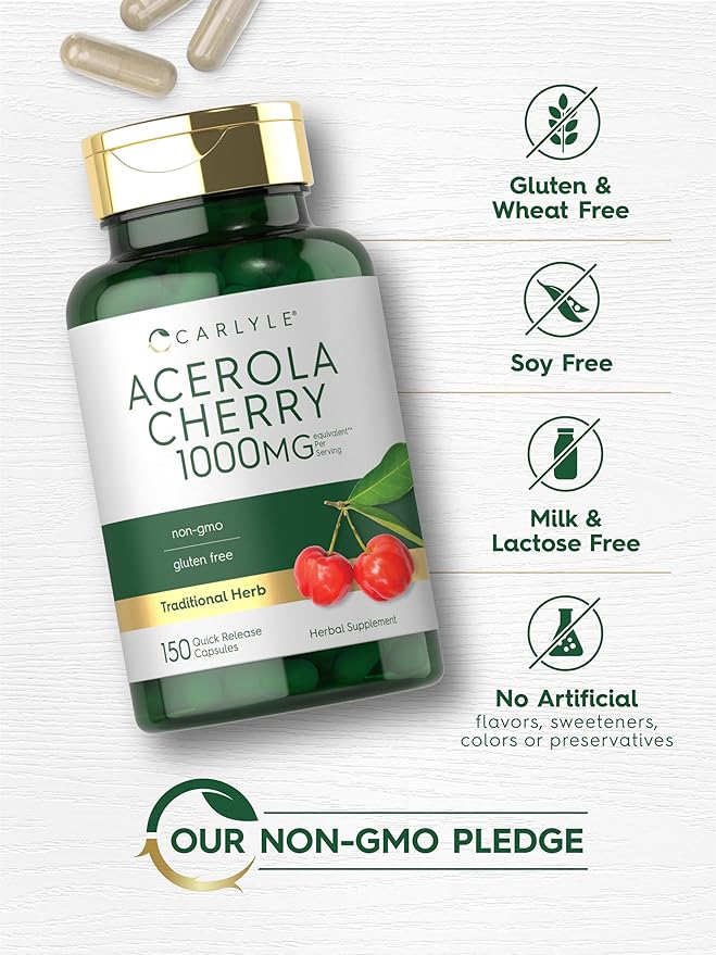 Carlyle Acerola Cherry Capsules 1000mg | 150 Count