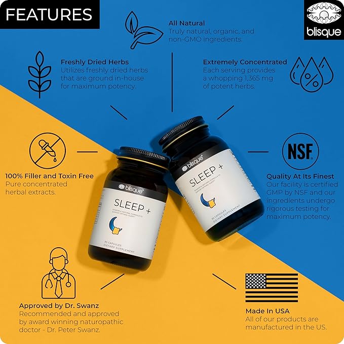 Blisque – Natural Sleep Aid Supplement 90 Capsules