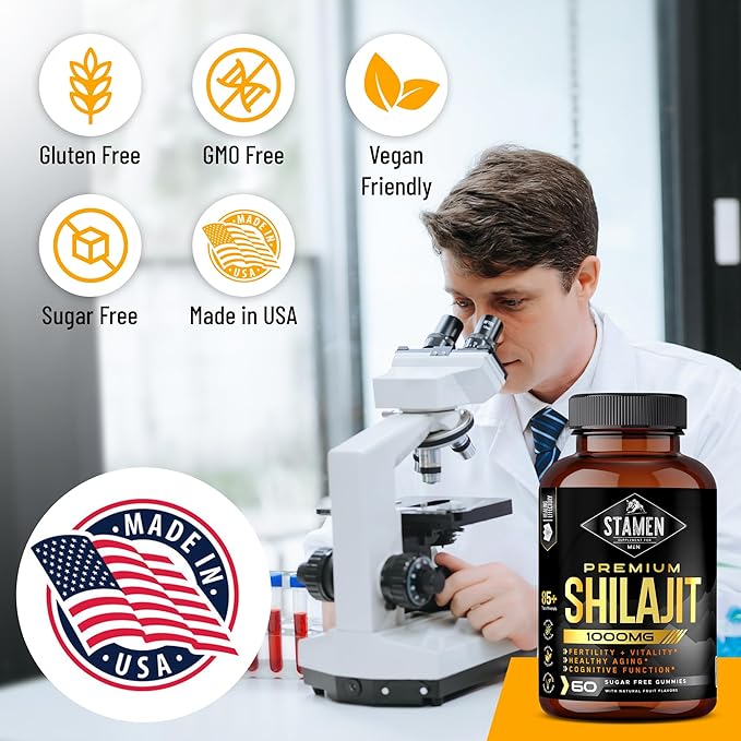 30,000 MG Shilajit, Sugar-Free Non-Gmo Supplement Gummies, Natural Organic Fruit Flavor, Fulvic Acid 60 Count