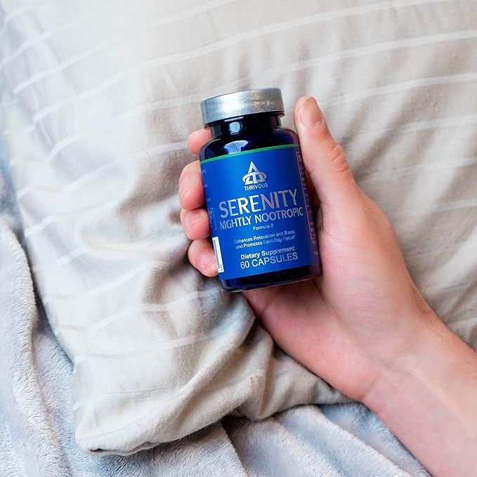 Thrivous Serenity - Natural Sleep Aid 5mg Melatonin 200mg L-Theanine 30 High 60 Capsules