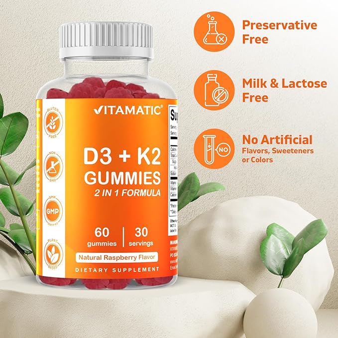Vitamatic Vitamin D3 K2 Gummies 60 Count