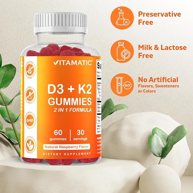 Vitamatic 2 Pack Vitamin D3 K2 Gummies 60 Count