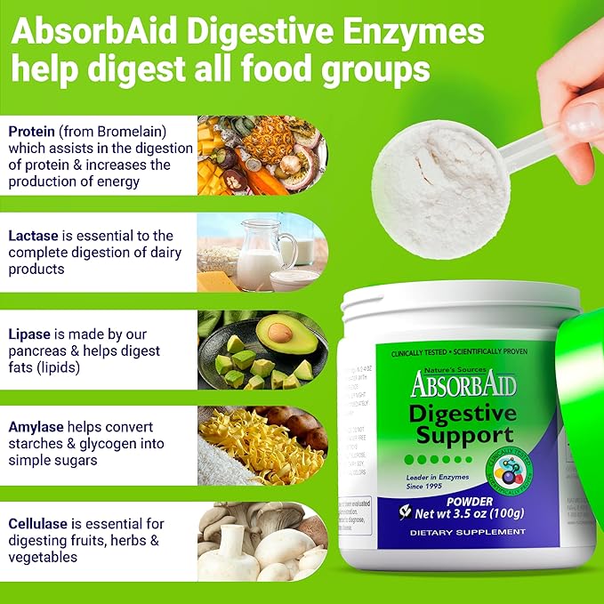AbsorbAid Digestive Enzymes 100 grams, Proven 71%