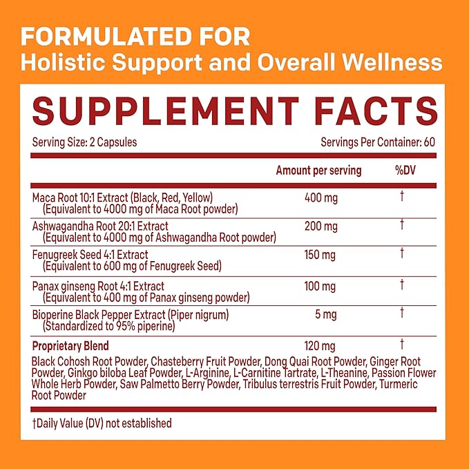 19-in-1 Peruvian Maca Root Capsules 9125 mg (120 capsules)