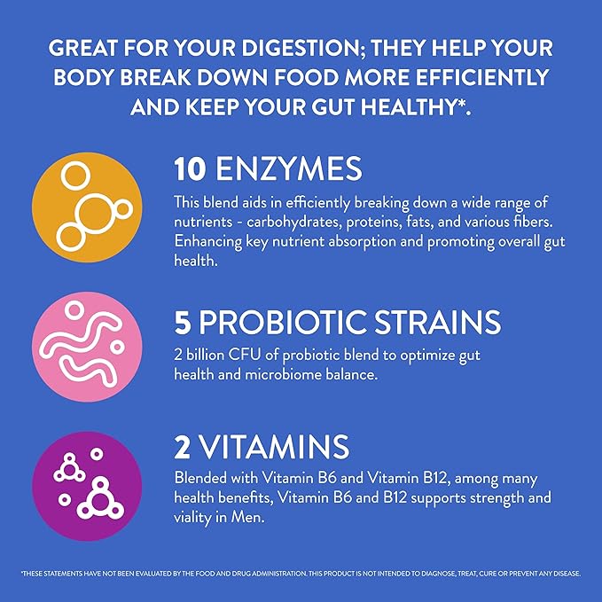 FRISKA Men’s Daily Digestive Enzyme and 30 Capsules