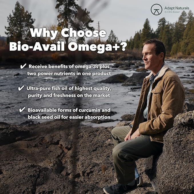 Adapt Naturals Bio-Avail Omega+ 3 Fish 1,000 mg 510 EPA 330 DHA 60 Softgels