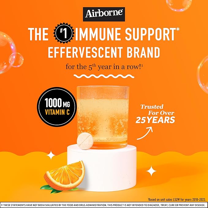 Airborne 1000mg Vitamin C with Zinc, 30 Fizzy