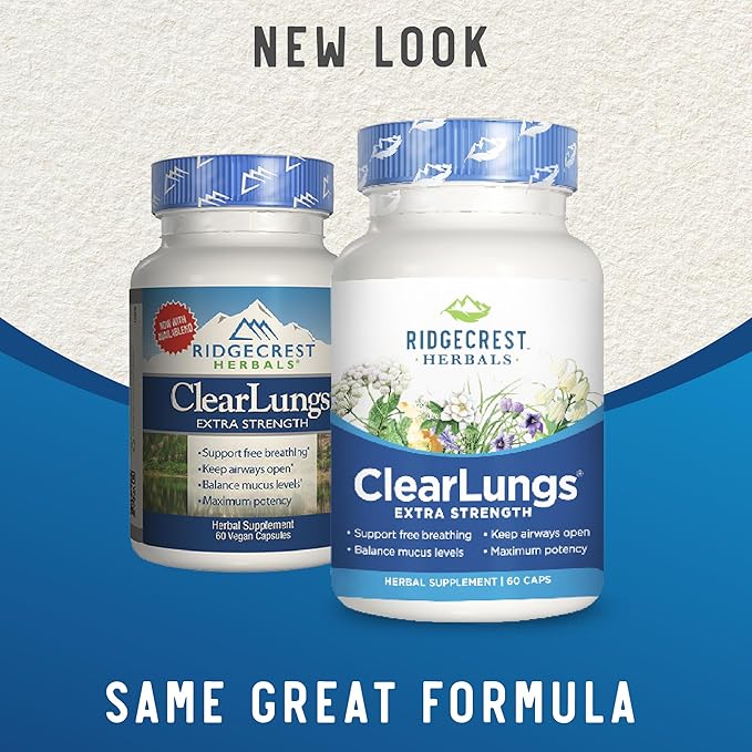 RidgeCrest Herbals ClearLungs Extra Strength, Natural (60 Caps, 30 Serv)