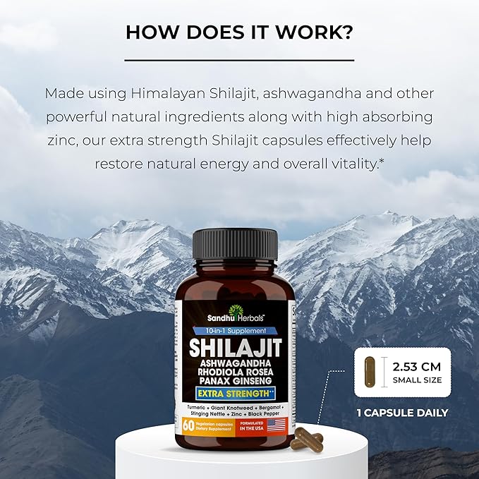 Pure Himalayan Shilajit Capsules for Men 60 Count