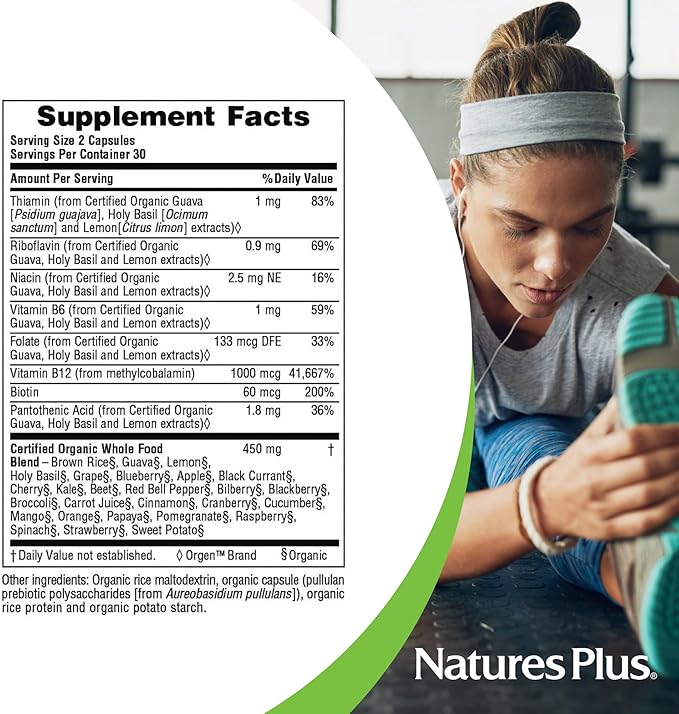 Natures Plus Source of Life Garden Vitamin B12 - Pack of 2, 60 Vegan Capsules - Vegetarian, Gluten Free, Certified Organic - 60 Total Servings