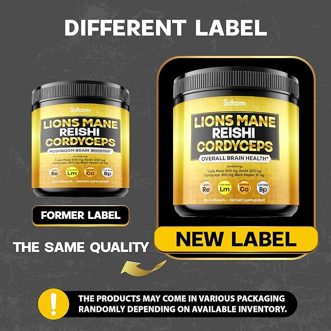 4in1 Lions Mane Supplement Capsules 60 Vegan 1210Mg Mushroom