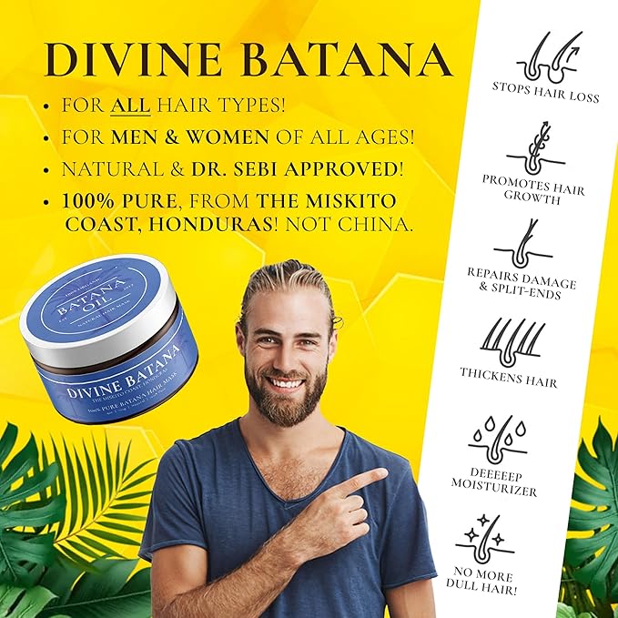 100% COLD-PRESSED (Unscented) Batana Oil - Thicker, Fuller Hair! Fights Thinning & Promotes Growth. A Hair & Scalp 'SUPERFOOD'! Repairs Damage & Rich in Vitamin E.