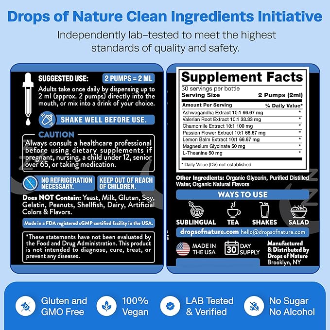 Magnesium Glycinate & Ashwagandha Liquid Drops 60mL)