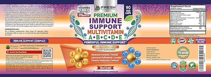 Immune Support Multivitamin for Men and B6, B12 B12 - 90 Vegan