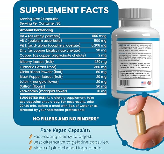 iGenics Premium Eye Vitamins with AREDs 2+ Formula 12 Natural, (1 Bottle)