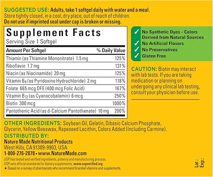Nature Made Super B Energy Complex, 160 Softgels, 160 Day