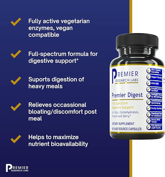 Premier Research Labs: Active Digestive Enzymes 60 Plant-Sourced