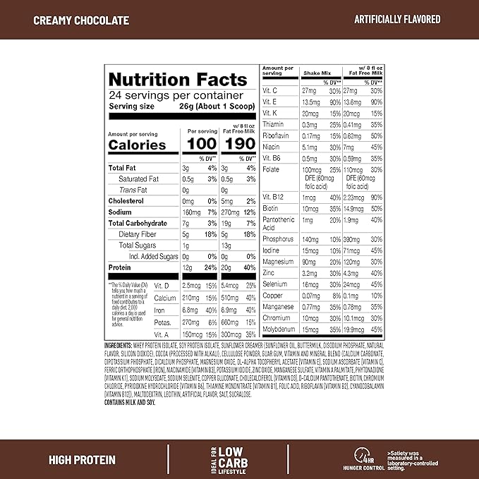 SlimFast High Protein Meal Replacement Shake Powder, 12 Servings (Pack of 2), Advanced Nutrition Smoothie Mix, Digestive Support, Gluten Free, Creamy Chocolate, 20g of Protein (Packaging May Vary)