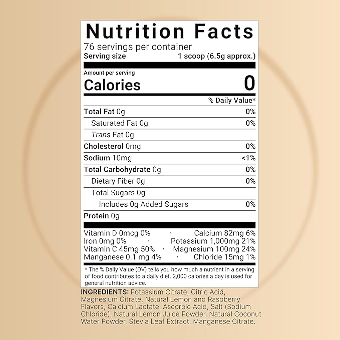 Electrolytes Powder No Sugar, 500g(76 Servings) | Keto Fast Hydration Powder, Carnivore-Friendly Electrolyte - 1000mg High Potassium, Minerals & Coconut Water - Raspberry Lemonade Flavor