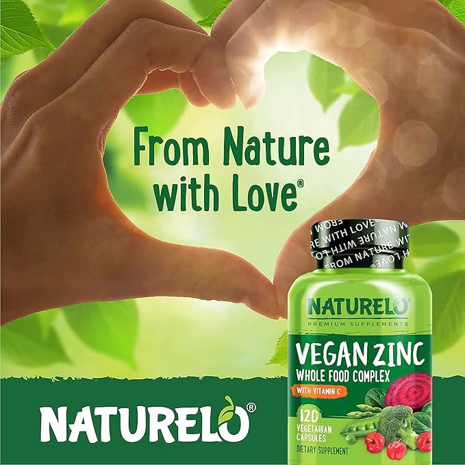 NATURELO Vegan Zinc Immune Support Capsules 120 Capsules (2 Pack)
