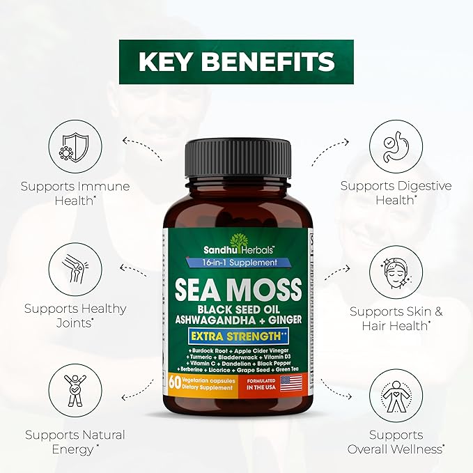 Sea Moss Capsules with Black Seed 60 Pills