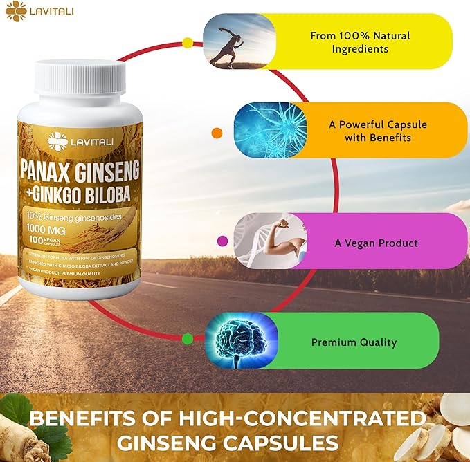 Ginseng & Ginkgo Biloba 100 Veggie 100% Natural