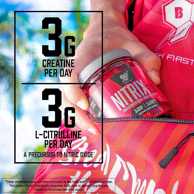 BSN NITRIX 2.0 - Nitric Oxide Precursors, 3g Creatine, 3g L Citrulline - Supports Workout Performance, Pumps, Muscle Recovery and Endurance - 90 Tablets