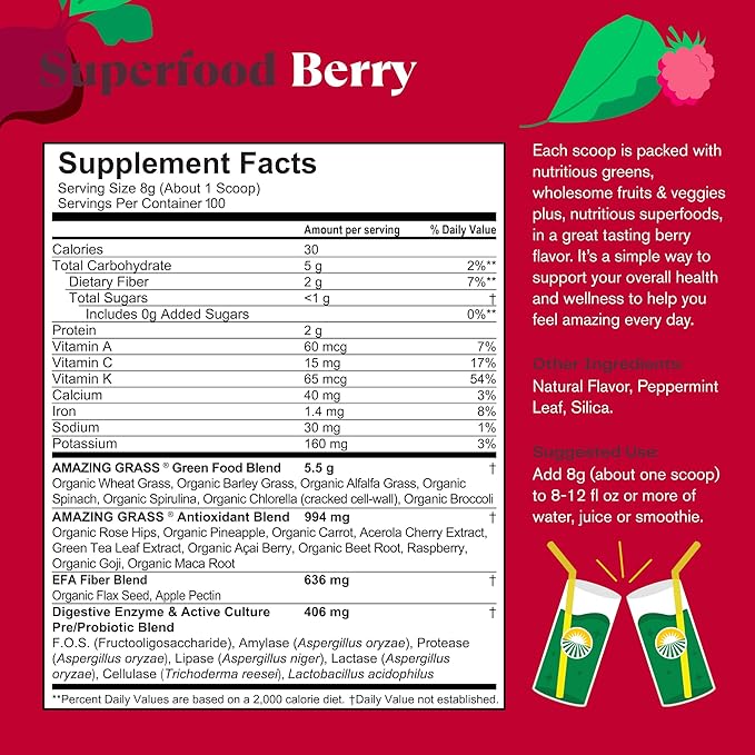 Amazing Grass Greens Superfood Powder: Greens 100 Servings