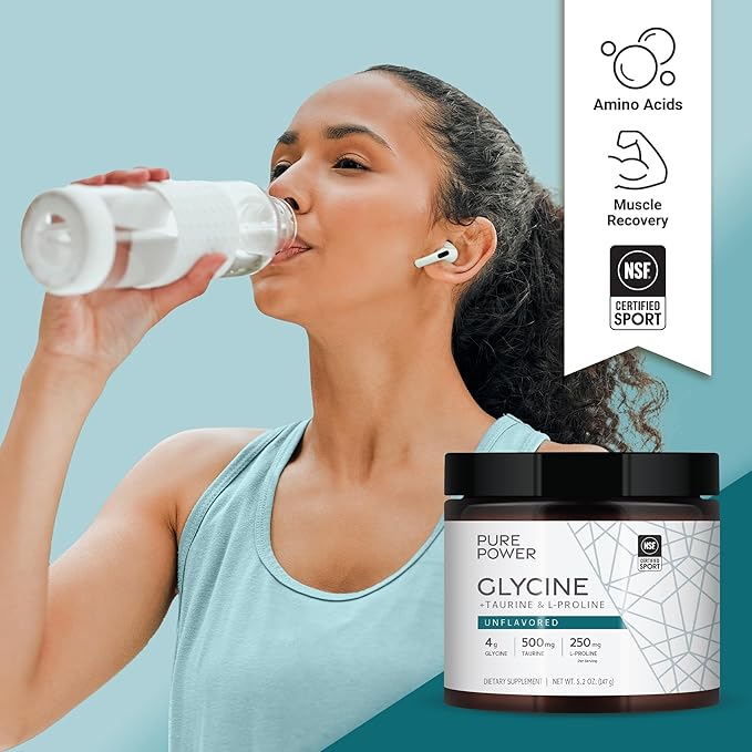 Dr. Mercola Pure Power Glycine + 5.2 oz (147 g), 30 Servings (1 Jar), 4 g 500 mg 250 mg