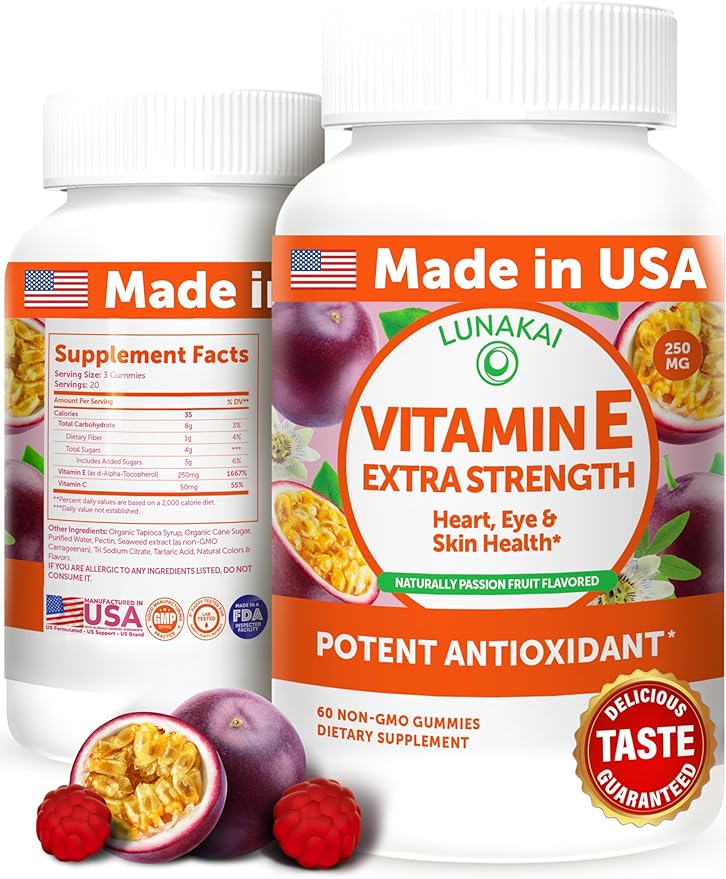 Vitamin E Gummies with Vitamin C 250mg (400IU) (400IU) Vit 60Count