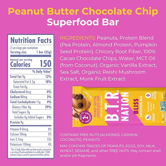 B.T.R. Bar Superfood Keto Protein Bars, Plant Based Vegan Protein, Low Carb Food, Low Calorie, Gluten Free, No Sugar Alcohols, Boosted with Superfoods - (12 Pack) (Variety Pack)