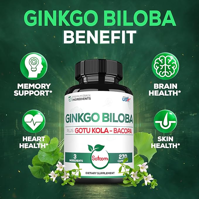 1520mg Ginkgo Biloba Supplements with Gotu 270 Capsules 3 Month