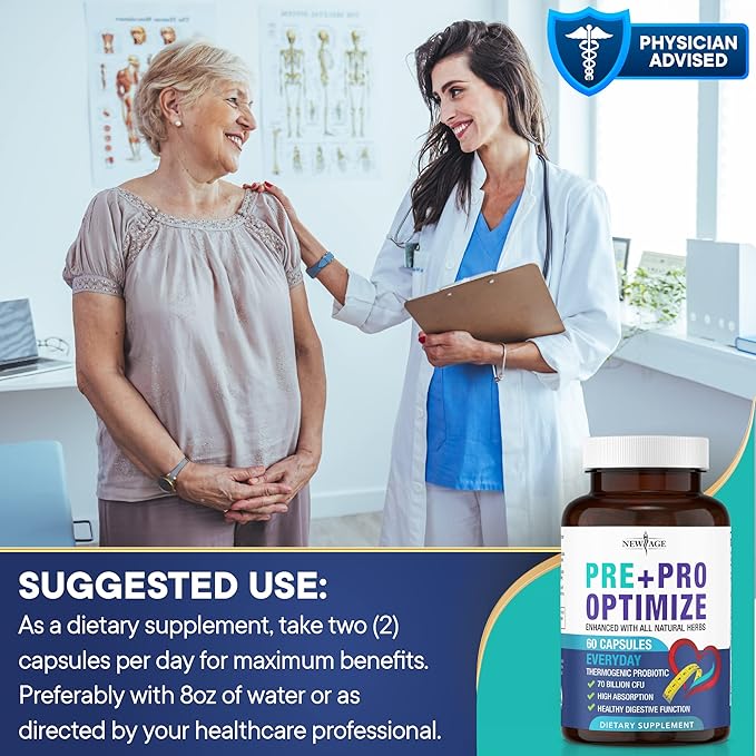NEW AGE Pro Optimize Probiotics for Women, Menopause, Digestive Health - Relief for Bloating, Hot Flashes, Joint Support, Night Sweats - Gut Health & Metabolism - Dong Quai (60 (Pack of 1))