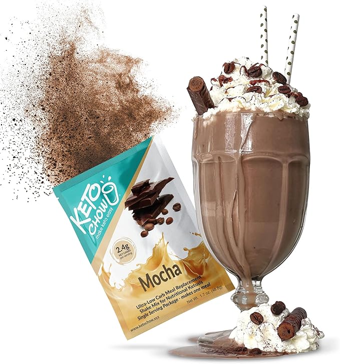 Keto Chow Mocha | Keto Meal Replacement Shake Powder | Nutritionally Complete | Low Carb | Delicious Easy Meal Substitute | Protein Rich You Choose The Fat | Single Meal Sample