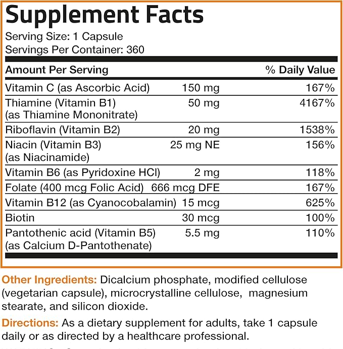 Bronson Vitamin B Complex with Vitamin C 360 Vegetarian