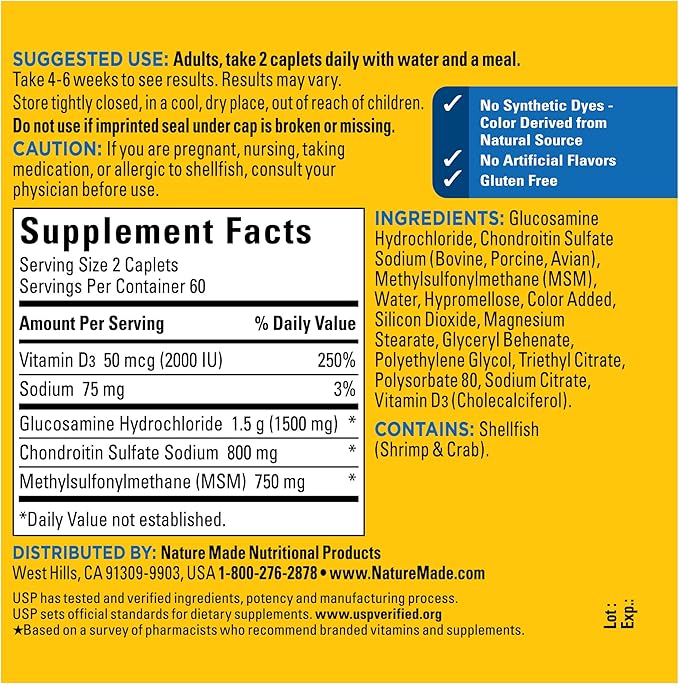 Nature Made Glucosamine Chondroitin Complex 120 Caplets, 60 Day