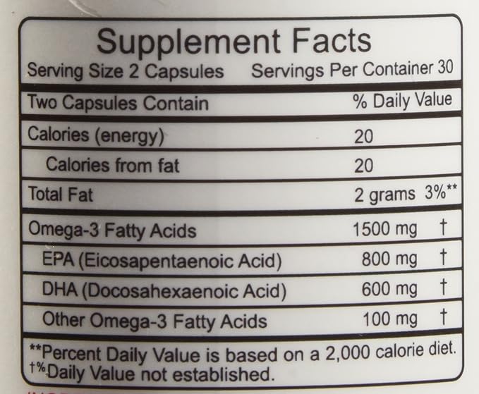 Fish Oil Omega-3 **Maximum Strength 1500mg (800 EPA/600 EPA/600 Dha)