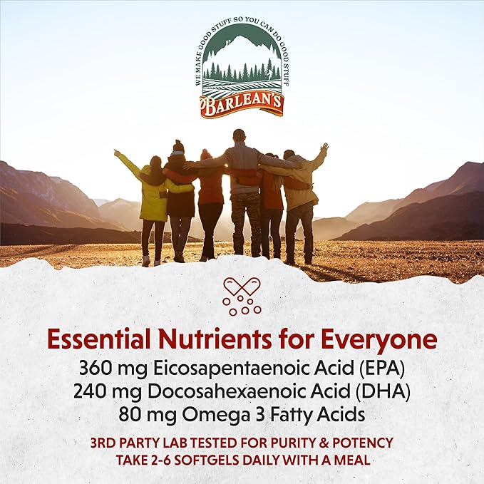Barlean's Omega 3 Fish Oil Supplements, 600mg Fish 250 Count
