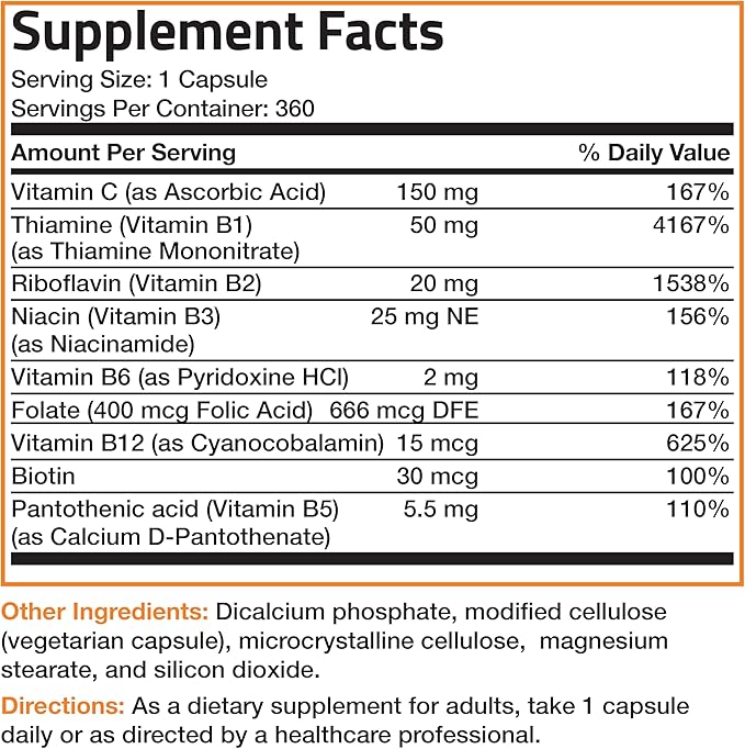 Bronson Vitamin B Complex with Vitamin C 360 Vegetarian