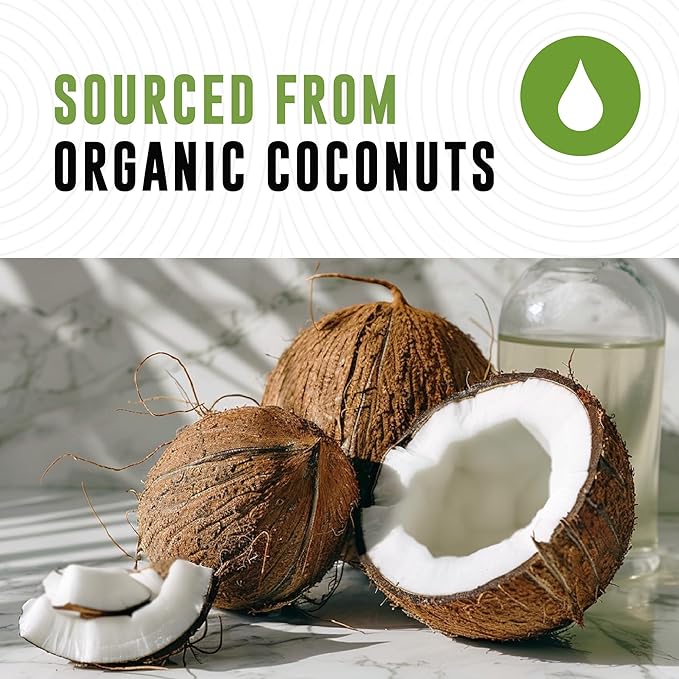 MCT Oil Organic - C10 C8 MCT Oil for Sustained Mental Energy & Focus Support - MCT Oil Organic For Coffee, Smoothies, & More - Palm Free Vegan Keto & Paleo Friendly 16 Fl Oz - Non-GMO - Aceite De Coco