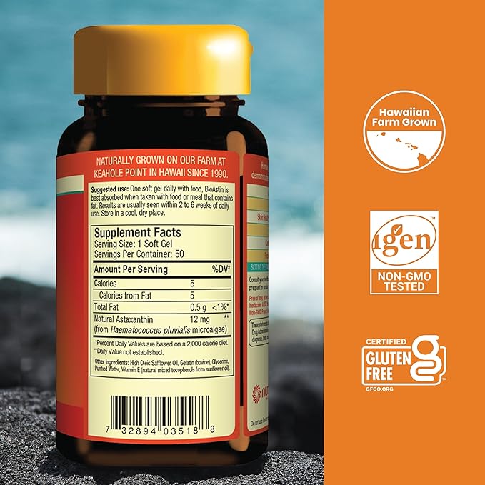 Nutrex Hawaii BioAstin Hawaiian Astaxanthin 12mg, 50 50 Softgels