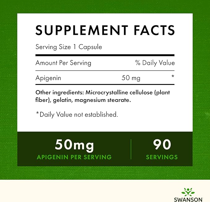 Swanson Apigenin Supplement for Sleep 90 Caps, 50 mg 3 Pack
