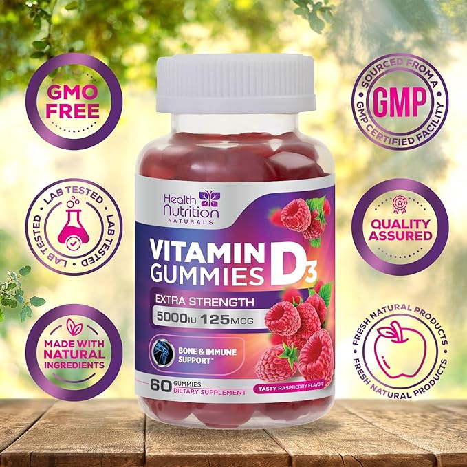 Vitamin D3 Gummies Extra Strength 5000 (125 mcg) 60 Gummies