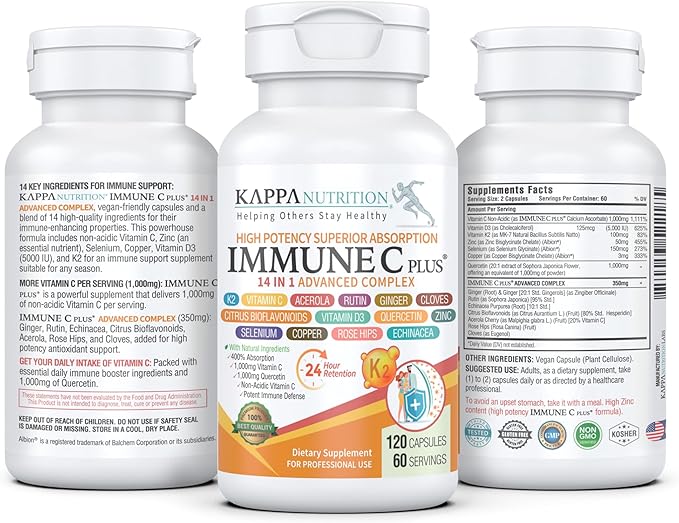 (120 Capsules), Quercetin 1,000mg, Vitamin C 1,000mg, Zinc 50mg, Vitamin D3 5,000iu, 5,000iu, Selenium, 14 in 1 Immune