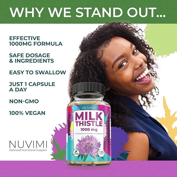 Milk Thistle 1000 mg 80% Silymarin 120 Vegan