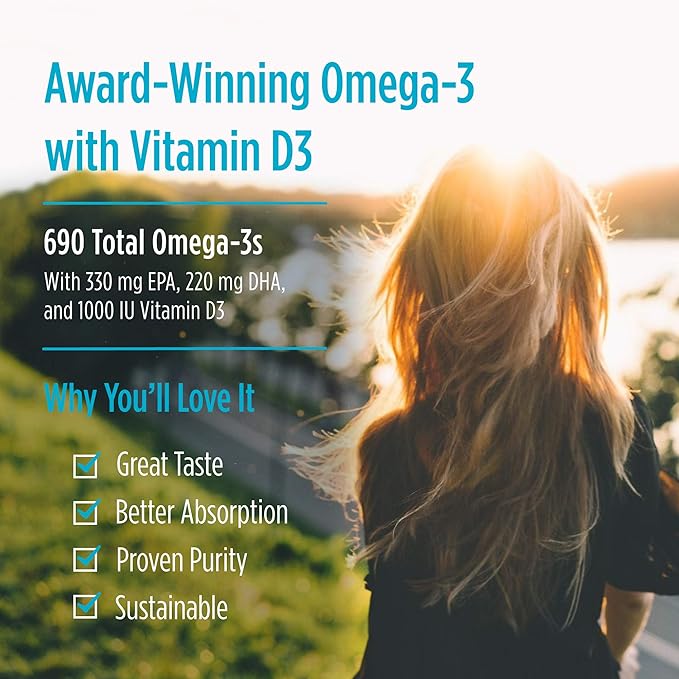 Nordic Naturals Omega-3D, Lemon Flavor 60 Soft 690 mg Omega-3 + 1000 IU D3 - 30