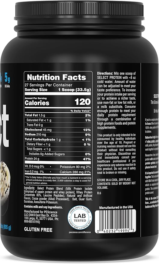 PEScience Select Low Carb Protein Powder, 27 Serving,