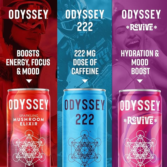 Odyssey Elixir Sparkling Adaptogen Drink, Low 12 Fl 12 Pack